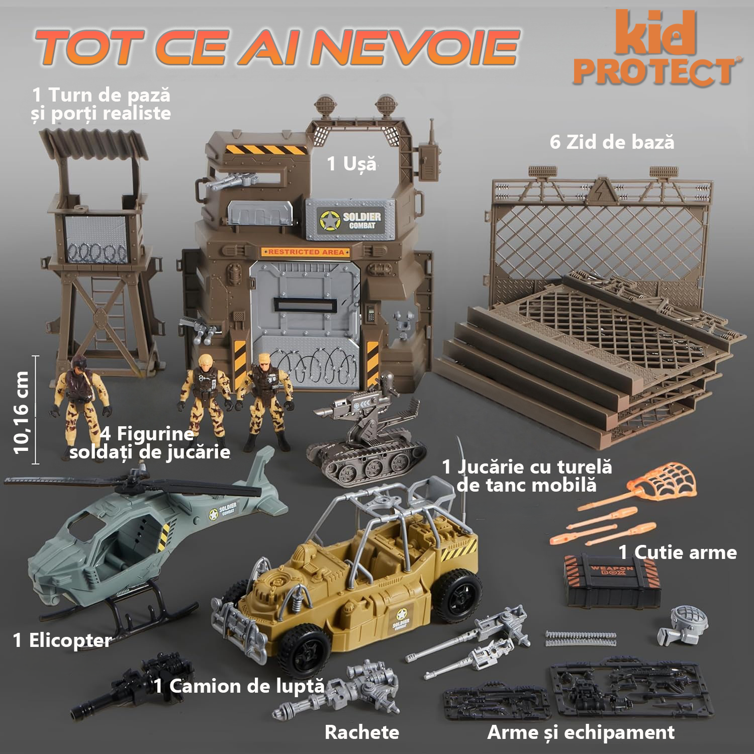 Set Militar de Jucarie Pentru Copii KidProtect War Max Set Militar de Jucarie Pentru Copii KidProtect War Max